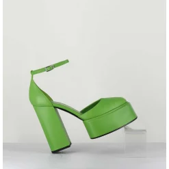 Babies Talon Haut A Plateforme En Cuir Vert - Ambra Mok Green