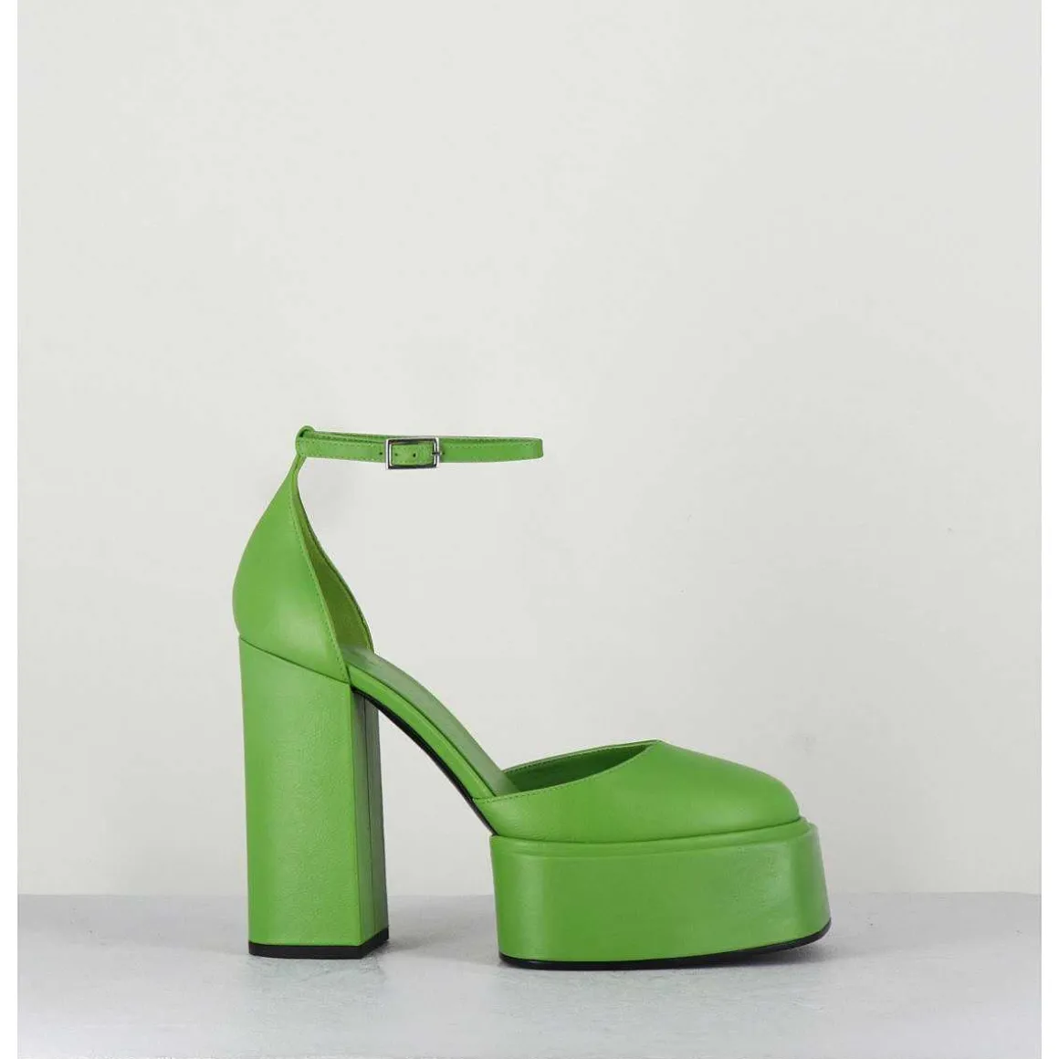 Babies Talon Haut A Plateforme En Cuir Vert - Ambra Mok Green