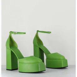 Babies Talon Haut A Plateforme En Cuir Vert - Ambra Mok Green