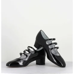 Babies Trois Brides En Cuir Vernis Noir - Kina Vernis Noir