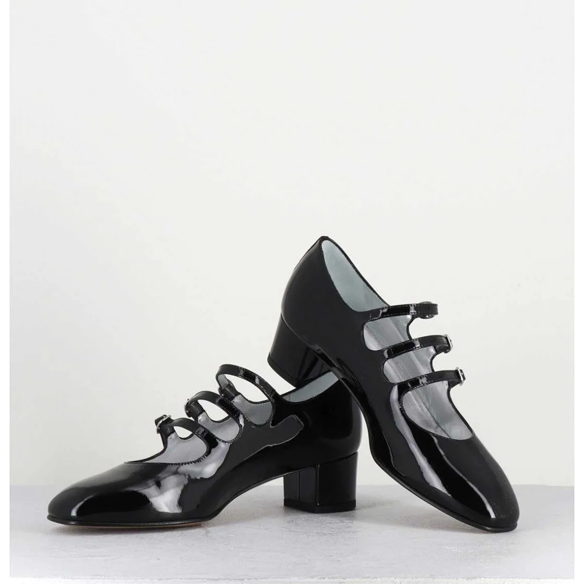 Babies Trois Brides En Cuir Vernis Noir - Kina Vernis Noir