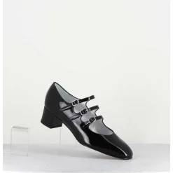 Babies Trois Brides En Cuir Vernis Noir - Kina Vernis Noir