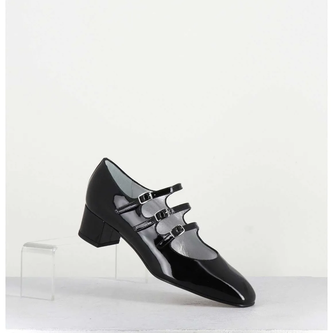 Babies Trois Brides En Cuir Vernis Noir - Kina Vernis Noir