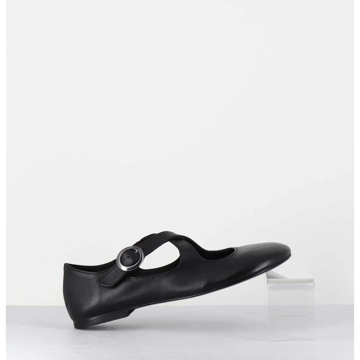 Ballerines A Brides Croisees En Cuir Souple Noir - Ziami Buffy Nero