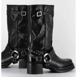 Bikers A Ceinturon En Cuir Noir - Velvet Nero