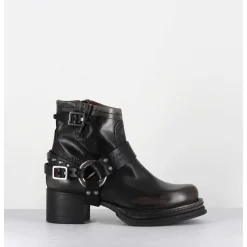 Bikers Courtes A Ceinturon En Cuir Vieilli Anthracite - Gound Nero