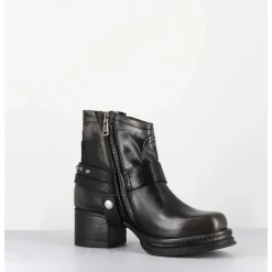 Bikers Courtes A Ceinturon En Cuir Vieilli Anthracite - Gound Nero