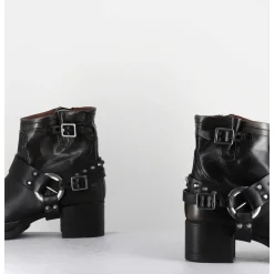Bikers Courtes A Ceinturon En Cuir Vieilli Anthracite - Gound Nero