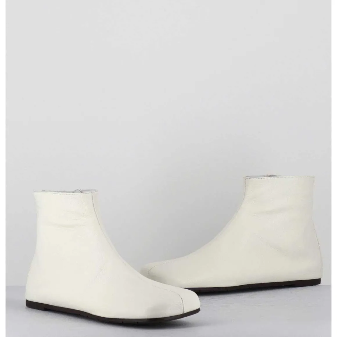 Boos Plates Minimalistes En Cuir Blanc Casse - Ab1655 Madras Avorio
