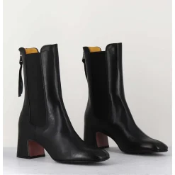 Boots A Elastiques En Cuir Souple Noir - P900 Nero