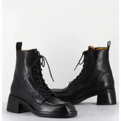 Boots A Lacets En Cuir Souple Noir - W232693 Guanto Nero