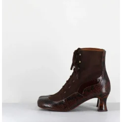 Boots A Lacets En Daim Marron & Petit Talon Retro Leopard - Mylion Mazda Testa