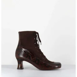 Boots A Lacets En Daim Marron & Petit Talon Retro Leopard - Mylion Mazda Testa