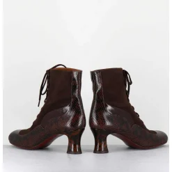 Boots A Lacets En Daim Marron & Petit Talon Retro Leopard - Mylion Mazda Testa