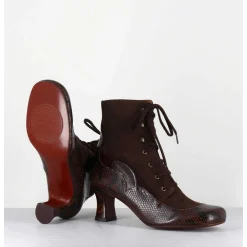 Boots A Lacets En Daim Marron & Petit Talon Retro Leopard - Mylion Mazda Testa