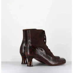 Boots A Lacets En Daim Marron & Petit Talon Retro Leopard - Mylion Mazda Testa