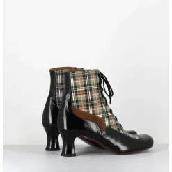 Boots A Lacets Imprime Tartan & Petit Talon Retro - Mylion Maserati Nagro