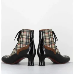 Boots A Lacets Imprime Tartan & Petit Talon Retro - Mylion Maserati Nagro