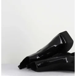 Boots A Plateforme Bout Carre En Cuir Vernis Noir - Lea Nero