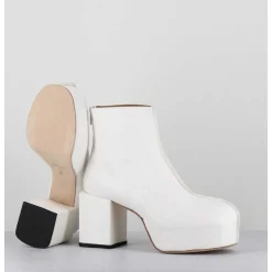 Boots A Plateforme 70S En Cuir Blanc - 1Gs447 Cusna Bianco