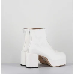 Boots A Plateforme 70S En Cuir Blanc - 1Gs447 Cusna Bianco