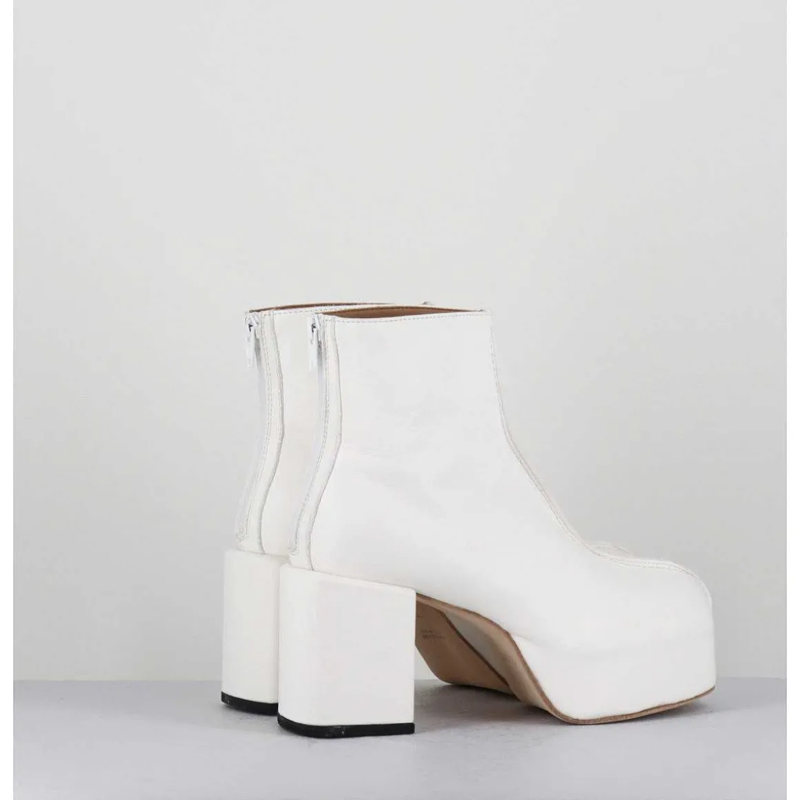 Boots A Plateforme 70S En Cuir Blanc - 1Gs447 Cusna Bianco