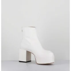 Boots A Plateforme 70S En Cuir Blanc - 1Gs447 Cusna Bianco