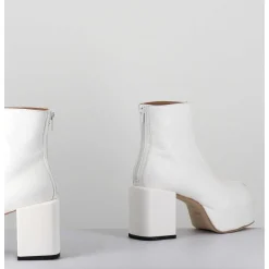 Boots A Plateforme 70S En Cuir Blanc - 1Gs447 Cusna Bianco