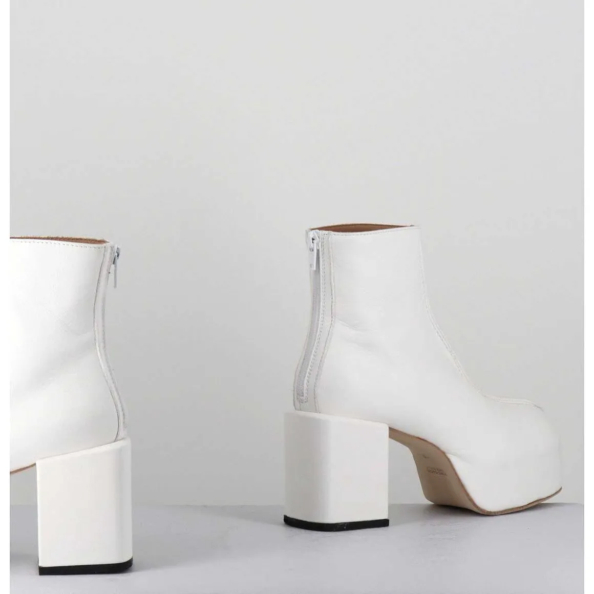 Boots A Plateforme 70S En Cuir Blanc - 1Gs447 Cusna Bianco
