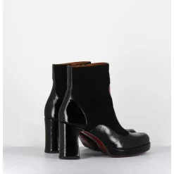 Boots A Talon En Cuir Noir & Coeur Rouge - Danlov Maserati Negro