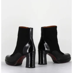 Boots A Talon En Cuir Noir & Coeur Rouge - Danlov Maserati Negro
