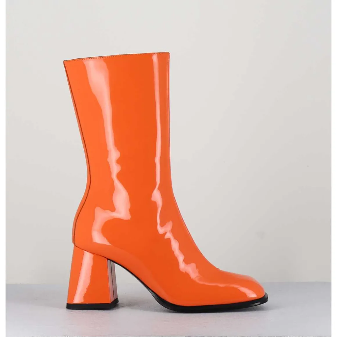 Boots A Talon 70S En Cuir Vernis Orange - Ya2240 Arancio