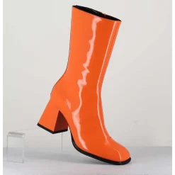 Boots A Talon 70S En Cuir Vernis Orange - Ya2240 Arancio