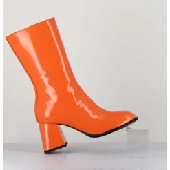Boots A Talon 70S En Cuir Vernis Orange - Ya2240 Arancio