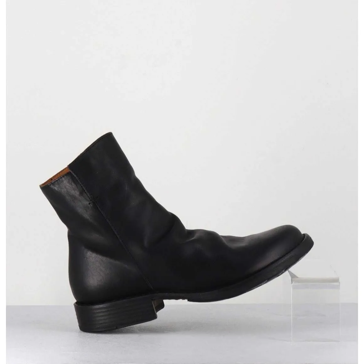 Boots Biker Plates En Cuir Noir - Elf-22 Black Boots