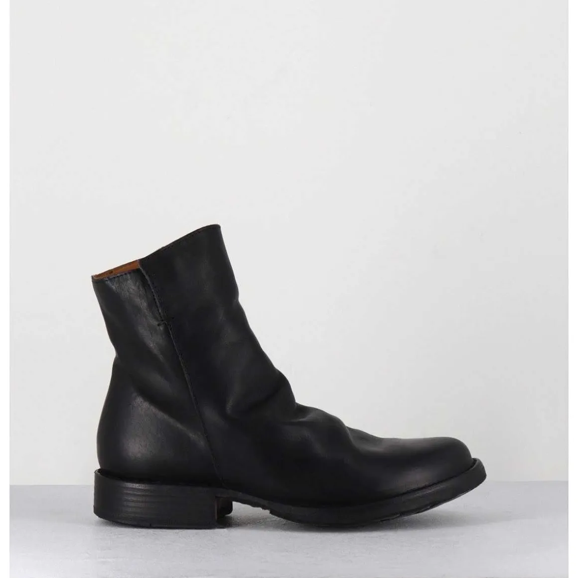 Boots Biker Plates En Cuir Noir - Elf-22 Black Boots