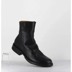 Boots Biker Plates En Cuir Noir - Elf-22 Black Boots