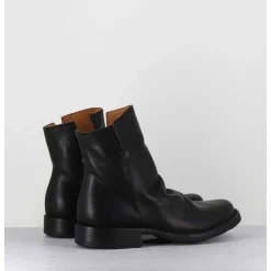 Boots Biker Plates En Cuir Noir - Elf-22 Black Boots