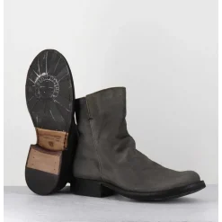 Boots Biker Plates En Daim Gris Taupe - Elf-22 Lavagna Boots