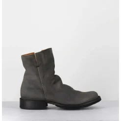 Boots Biker Plates En Daim Gris Taupe - Elf-22 Lavagna Boots
