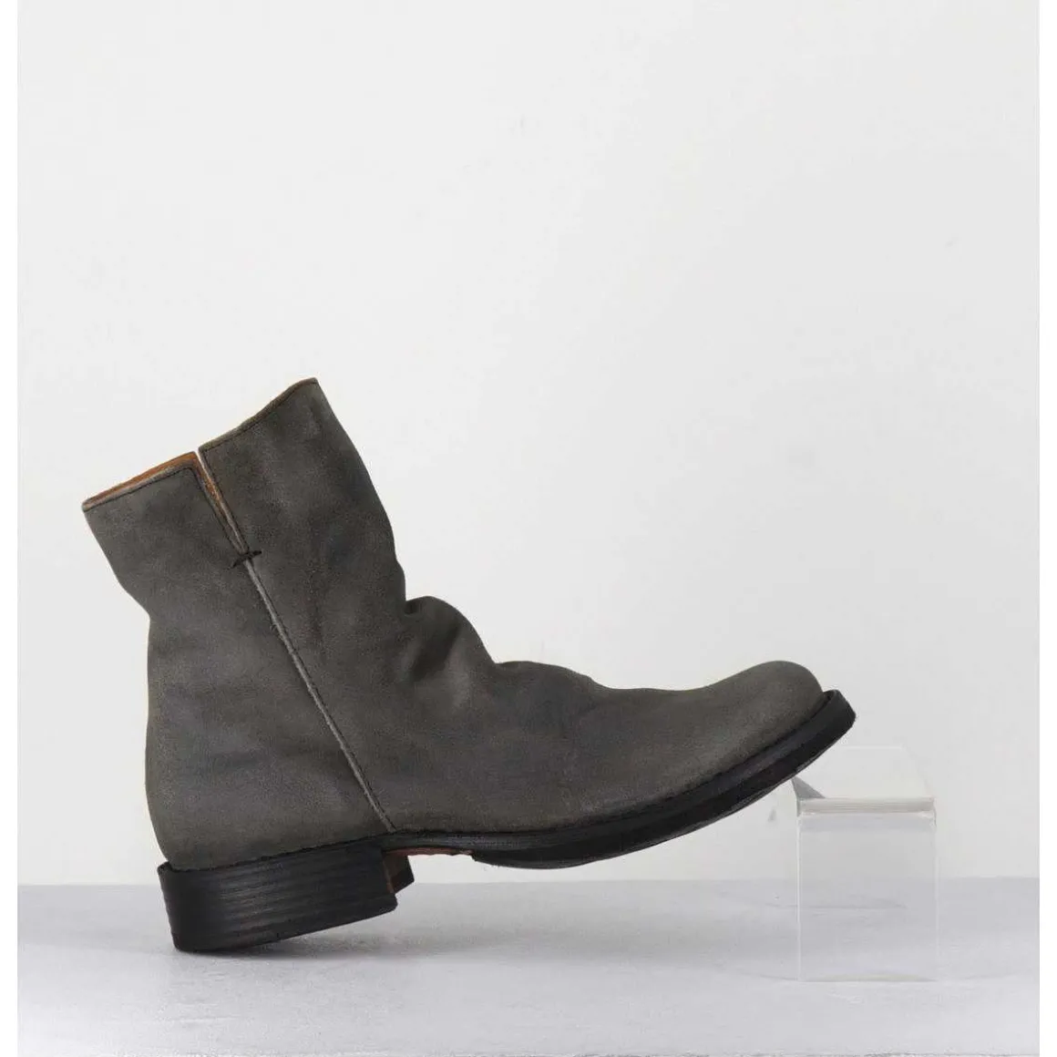 Boots Biker Plates En Daim Gris Taupe - Elf-22 Lavagna Boots
