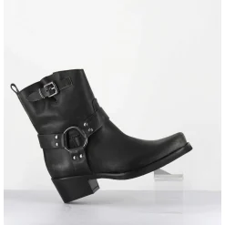 Boots Bikers Courtes En Cuir Noir Use - Ramat Asport Asfalto