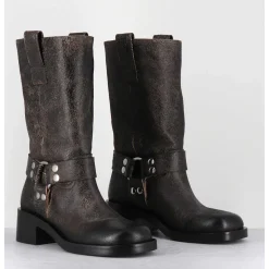 Boots Bikers Nubuck Vieilli Marron - A5607 Shanti Fango