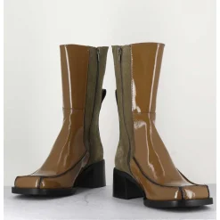 Boots Bi-Matiere Kaki Bout Carre 90S - Jill Khaki Boots