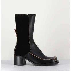 Boots Bi-Matiere Noir Bout Carre 90S - Jill Black Boots