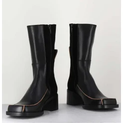 Boots Bi-Matiere Noir Bout Carre 90S - Jill Black Boots