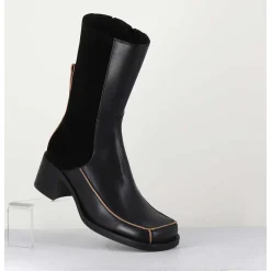 Boots Bi-Matiere Noir Bout Carre 90S - Jill Black Boots