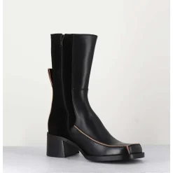 Boots Bi-Matiere Noir Bout Carre 90S - Jill Black Boots