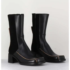 Boots Bi-Matiere Noir Bout Carre 90S - Jill Black Boots