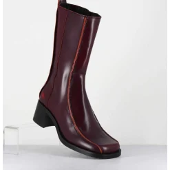 Boots Bout Carre Bordeaux & Surpiqures Orange - Mariela Burgundy Boots